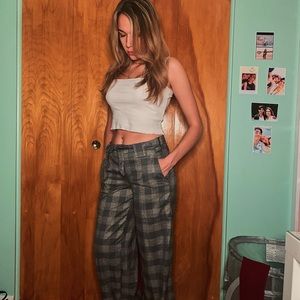 Dressy plaid pants with tie